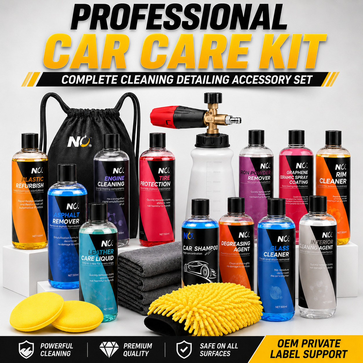 Car Wash and Cleaning Kit with Portable Accessories